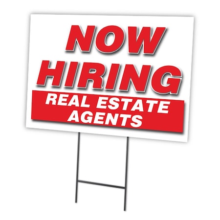 Now Hiring Real Estate Agents Yard Sign & Stake Outdoor Plastic Coroplast Window
